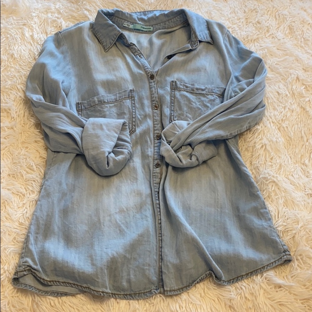 Denim button down top